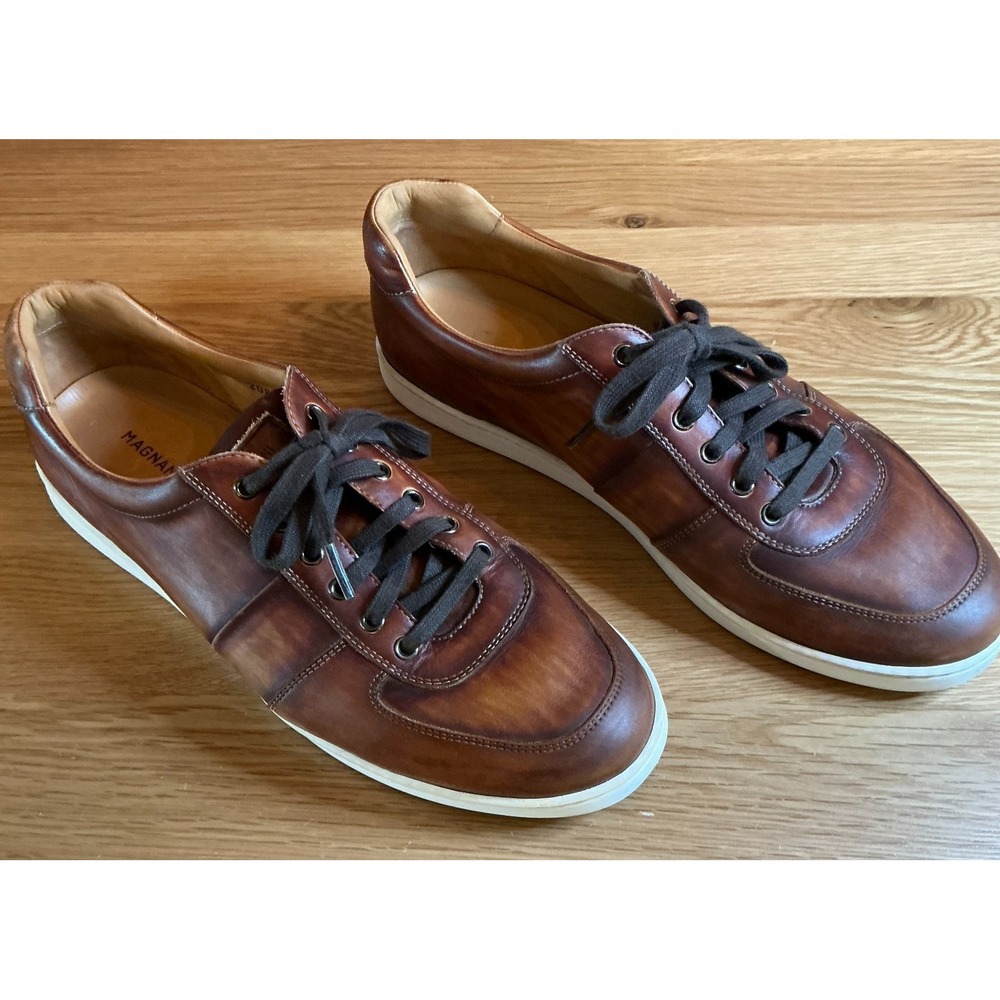Magnanni 20841 Mens 11 Brown Burnished Leather Sneakers Lace Up Shoes Spain